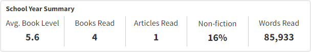 example of a student's school year summary