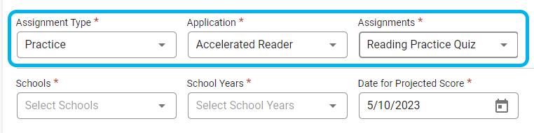 the Assignment Type, Application, and Assignments drop-down lists