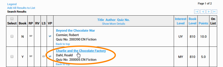 select a book title