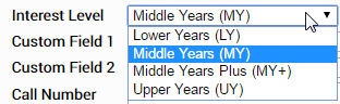 the interest level options in the drop-down list