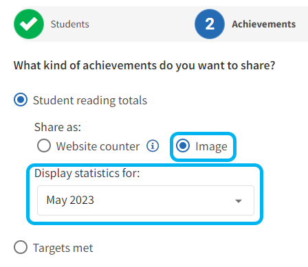 the month drop-down list for image counter snapshots