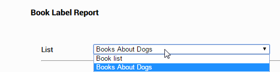 select a book list from the drop-down list