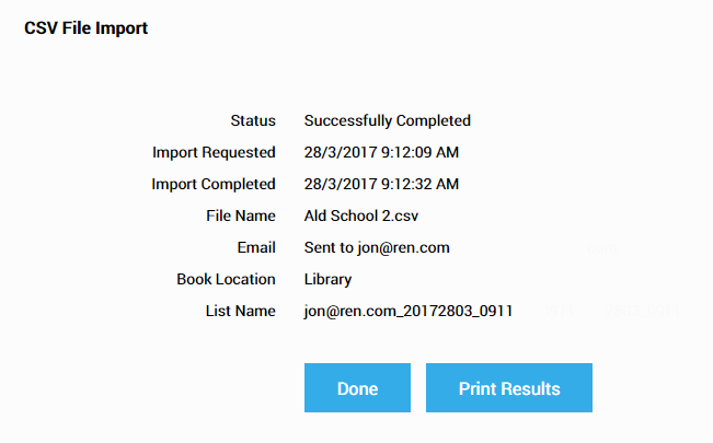 information about an import