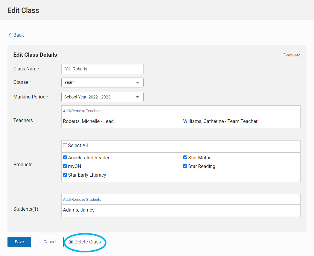 Deleting Classes – Accelerated Reader UK