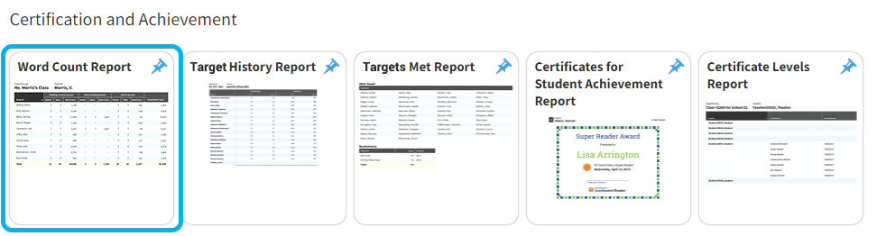under Certification and Achievement, select Word Count Report