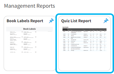 under Management Reports, select Quiz List Report