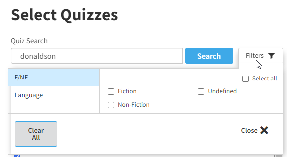 the search filters
