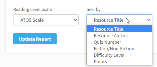 the sort options