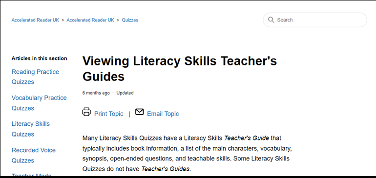 Literacy Skills Teacher's Guides