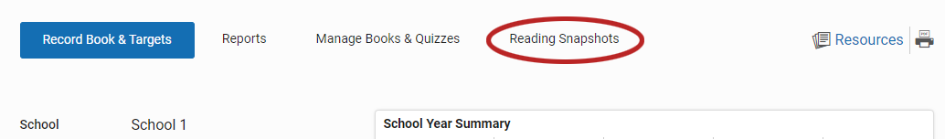 the Reading Snapshots link in the Record Book