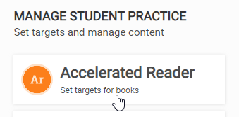 the Accelerated Reader tile on the Home page