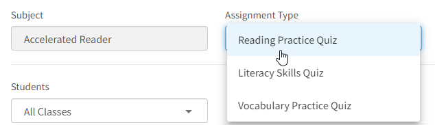 the Assignment Type drop-down list
