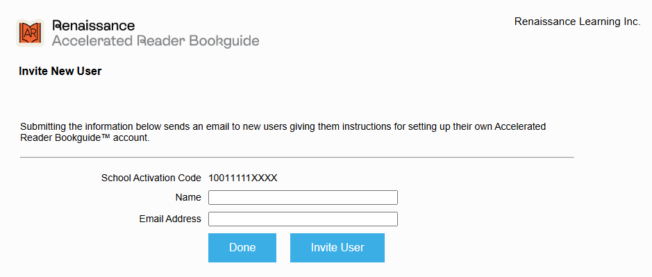 the Invite New User page