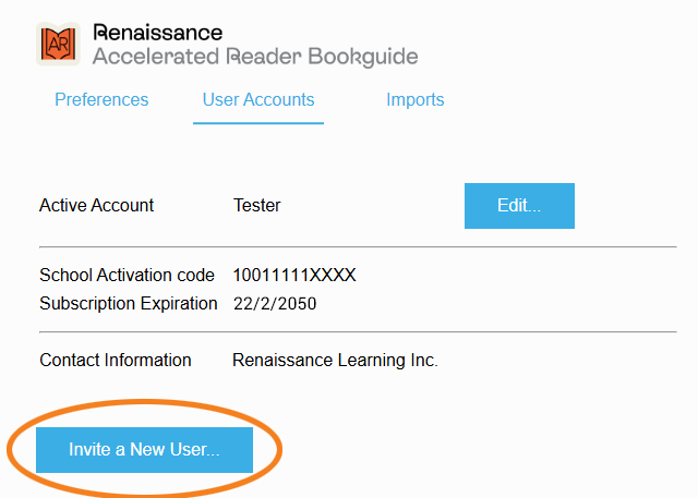 the Invite a New User button