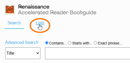 the Lists link