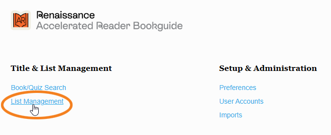 the List Management link