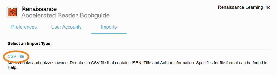 the CSV File link