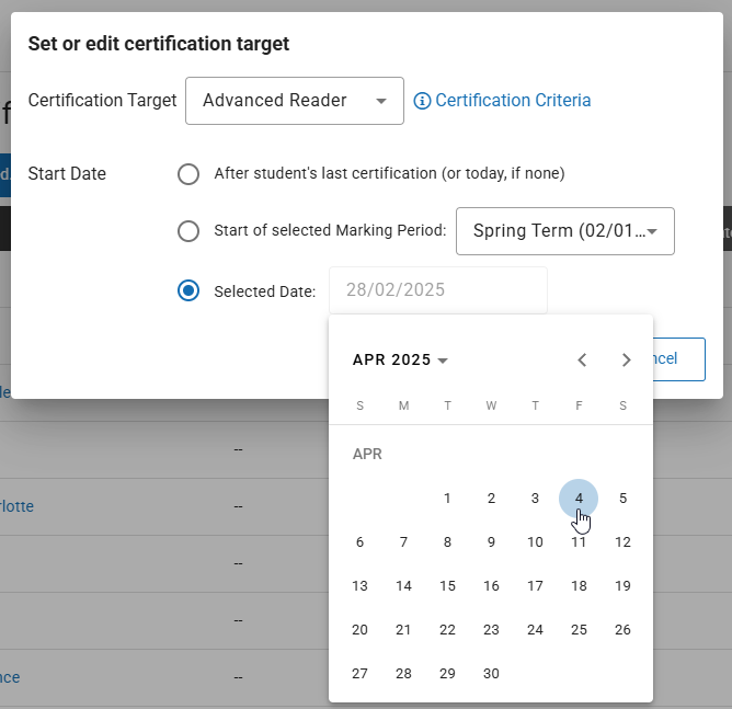 custom date selector