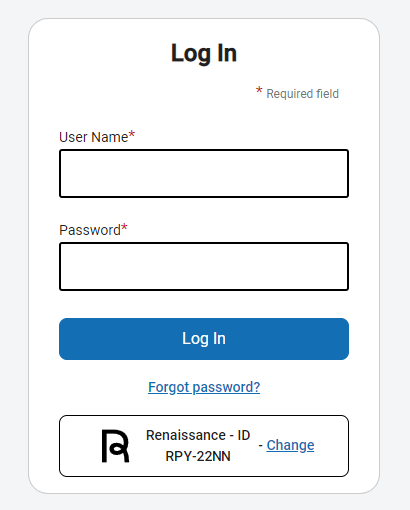 the student login fields