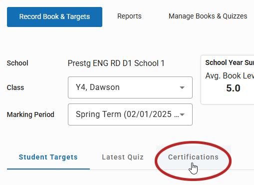 the Certifications tab
