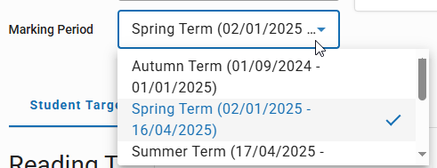 the Marking Period drop-down list
