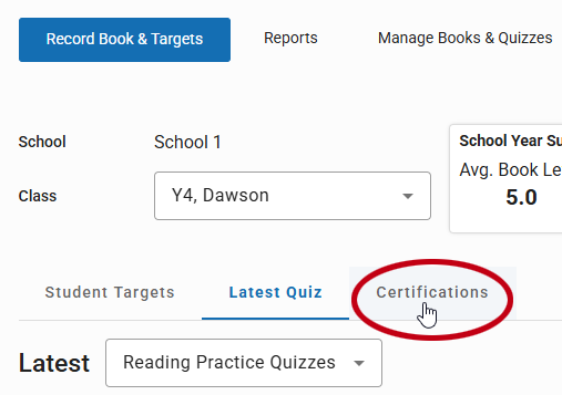 the Certifications tab