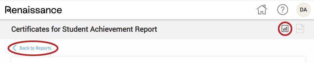the reports icon in the top right corner and the Back to Reports link below the report title