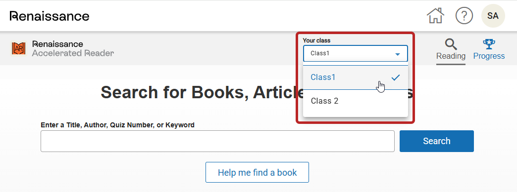the Class drop-down list